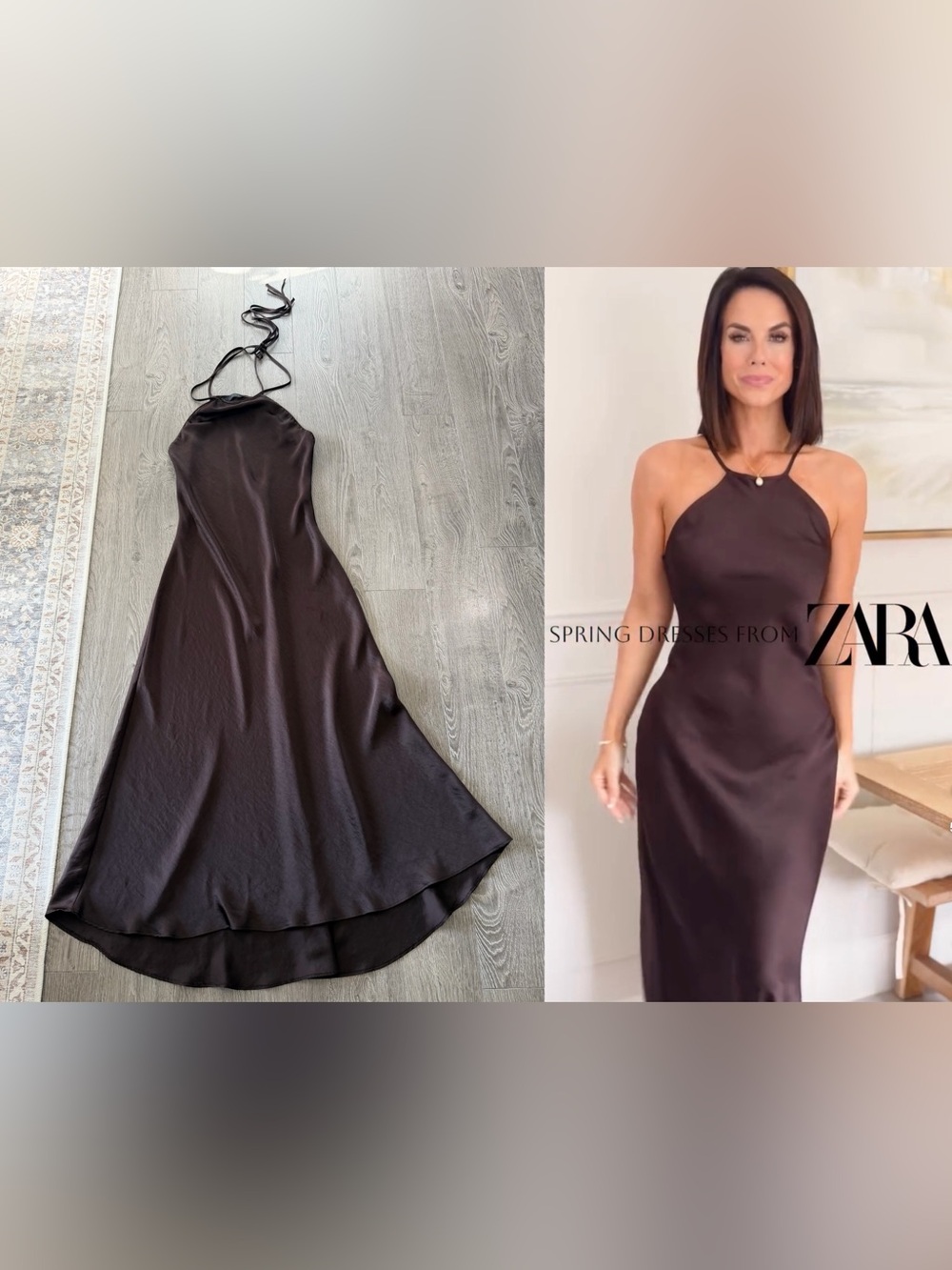 Zara ZW Collection Satin Halter Dress